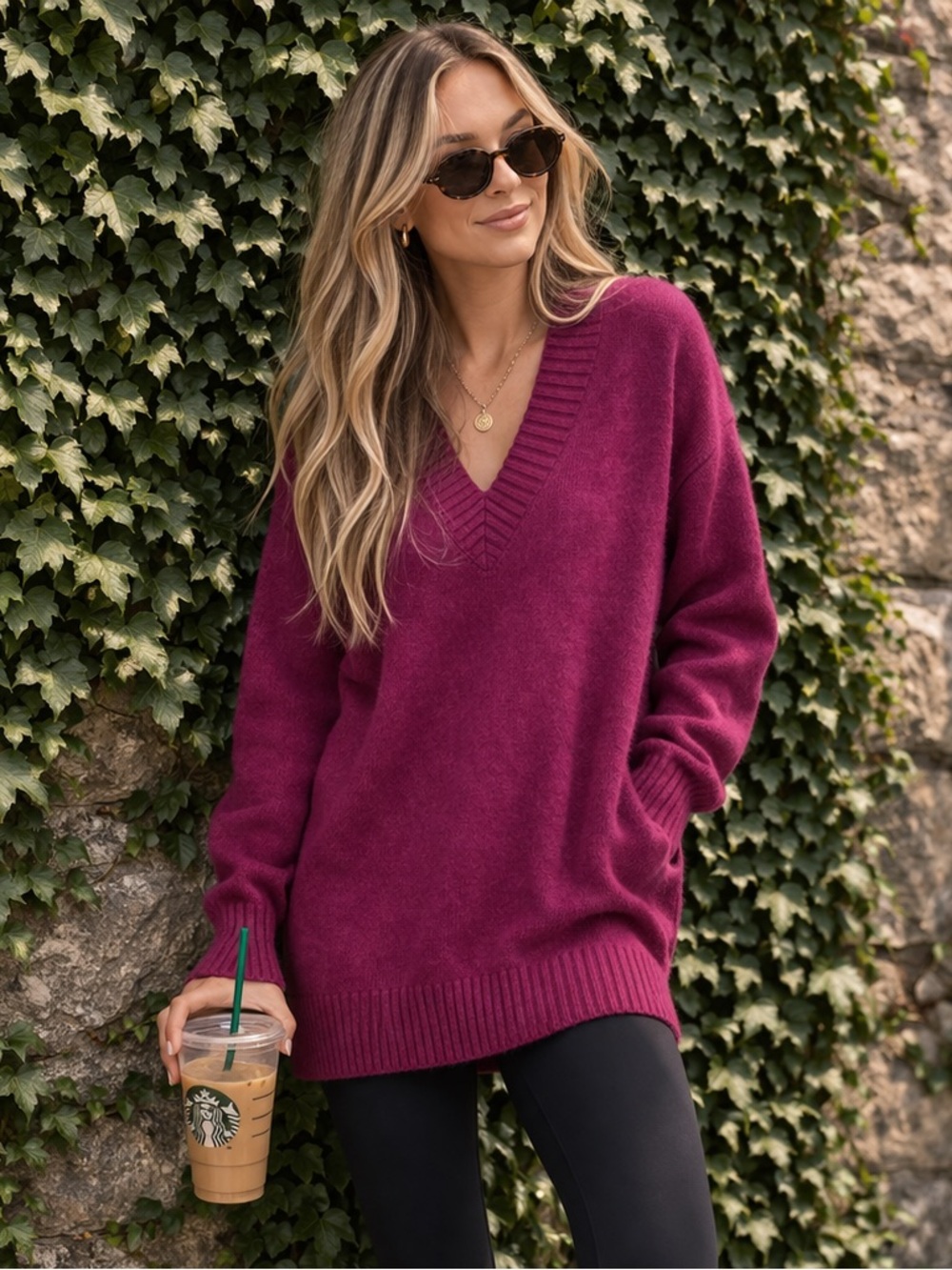 ATHLETA Mulberry Wool/Cashmere Tunic Length Oversized Boyfriend Sweater, XS